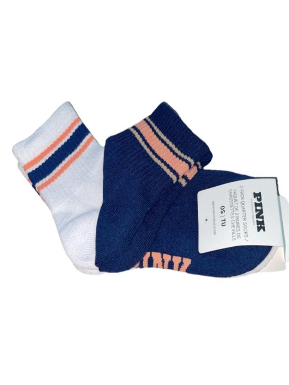 NWT PINK Victoria's Secret 2 - Pack Quarter Socks